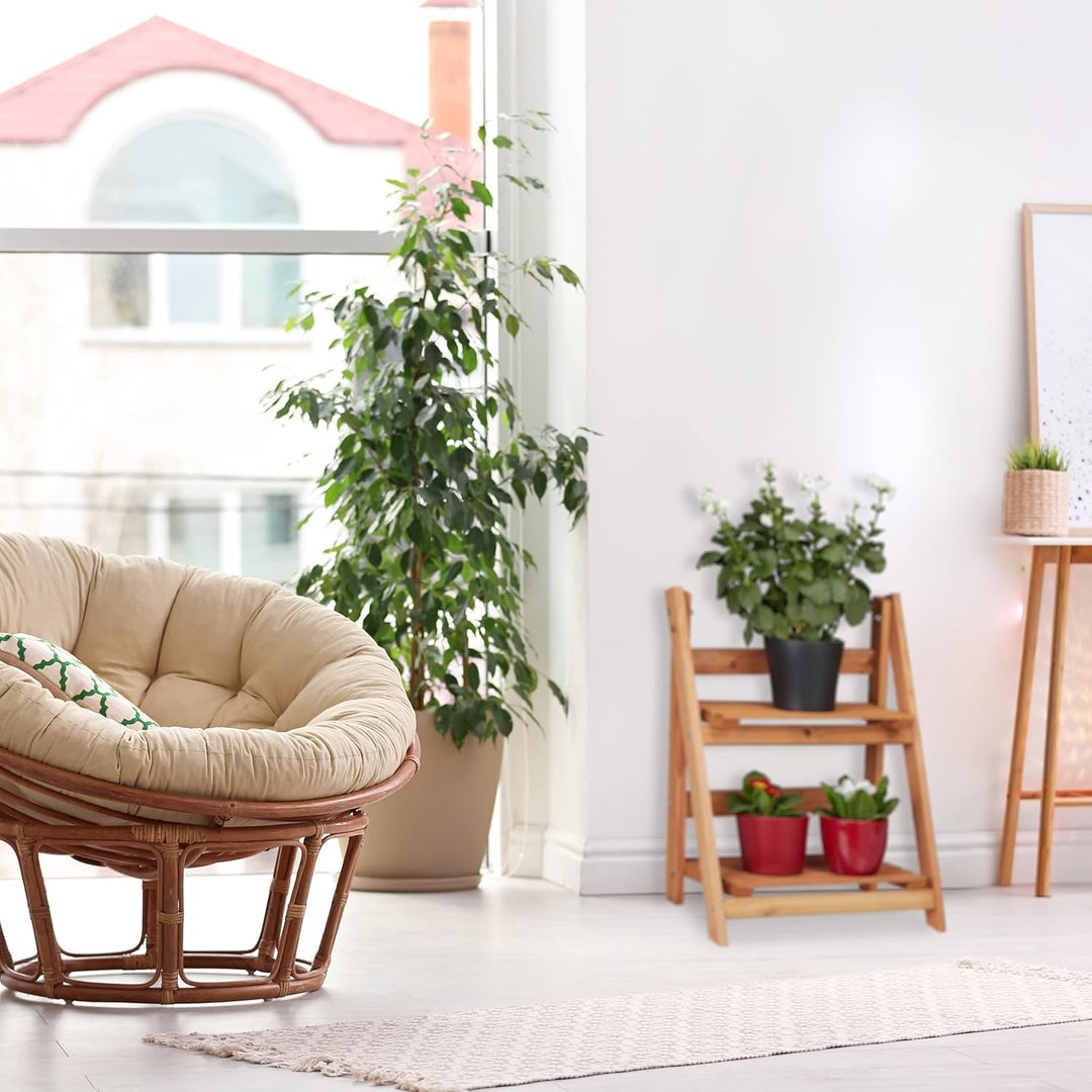 Relaxdays 2 TLG. Blumentreppen Set, Blumenständer für Innen, Mehrstöckig, Leiterregal, Pflanzentrepp