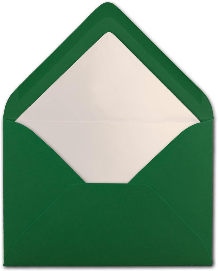 50 Briefumschläge Dunkel-Grün - DIN C6 - gefüttert mit weissem Seidenpapier - 90 g/m² - 11,4 x 16,2