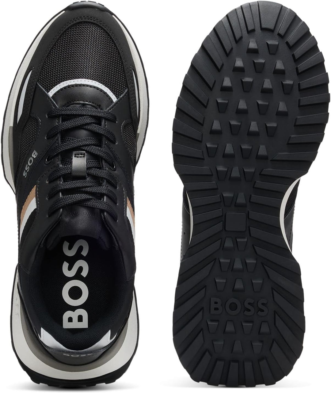 BOSS Herren Jonah Runn Sneakers im Laufschuh-Stil mit Eva-Gummisohle Grösse, 46 EU Schwarz