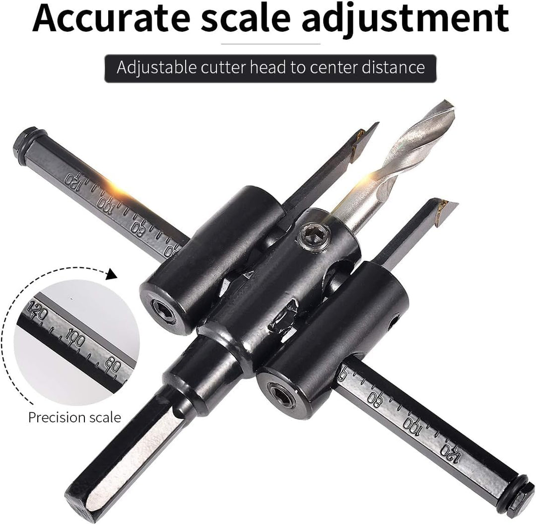 kreisschneider Verstellbar [Durchmesser: 30mm - 120mm], Verstellbar von 1 Zoll bis 5 Zoll Lochsägen