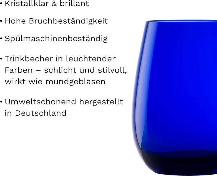 Stölzle Lausitz Gläser ELEMENTS 465 ml Kobalt-Blau I Trinkgläser 6er Set I Gläser-Set spülmaschinenf
