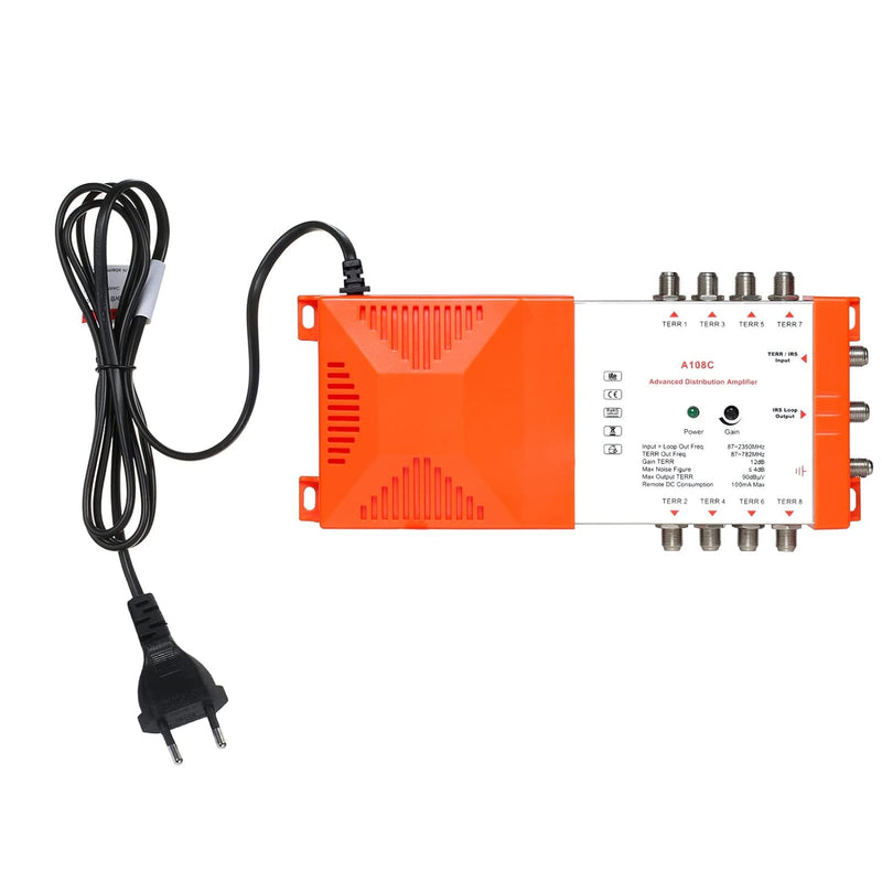 Weytoll Multischalter, Professioneller 8-Wege-Verteiler Verstärker, 87-2350 MHz mit IRS Loop-TV, 15