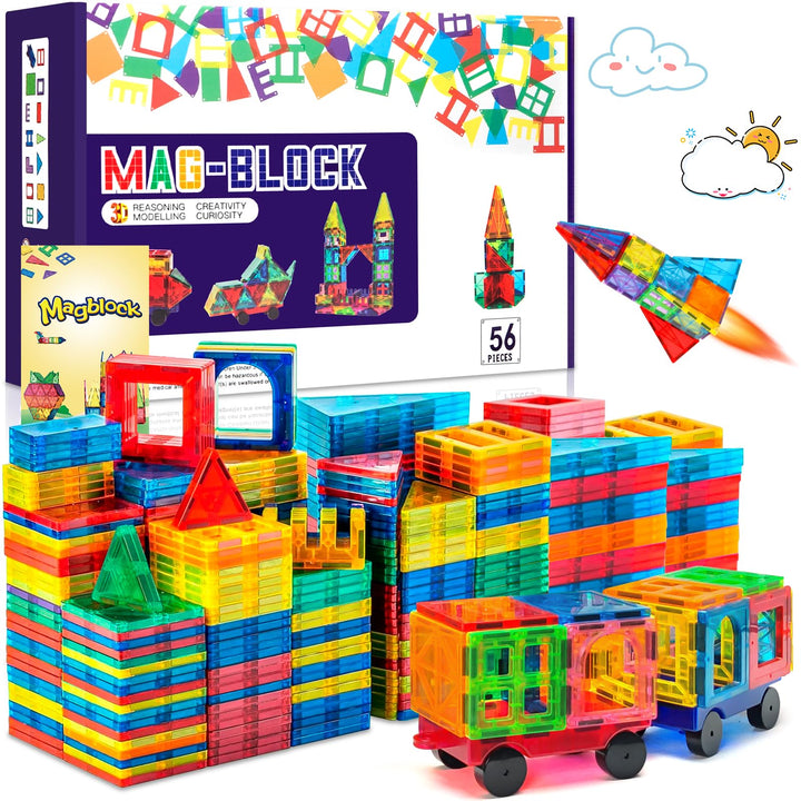 56Pcs Magnetische Bausteine Spielzeug, Magnetisches Bauspielzeug, Puzzle Baustein Spielzeug, Magneti