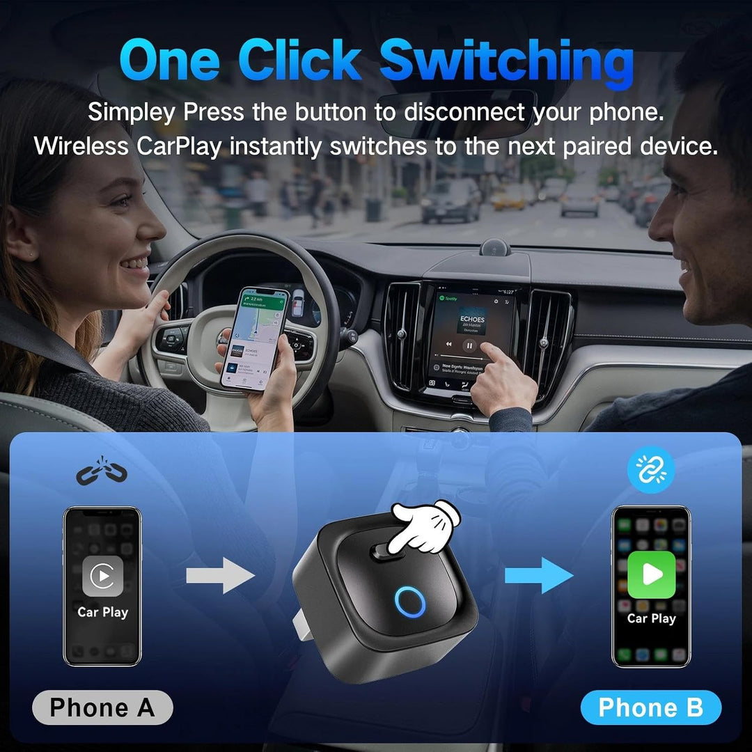 Carplay Wireless Adapter, Upgrade Android Auto&amp;Carplay Wireless Adapter | USB A/C, Plug &amp; Play, Stab