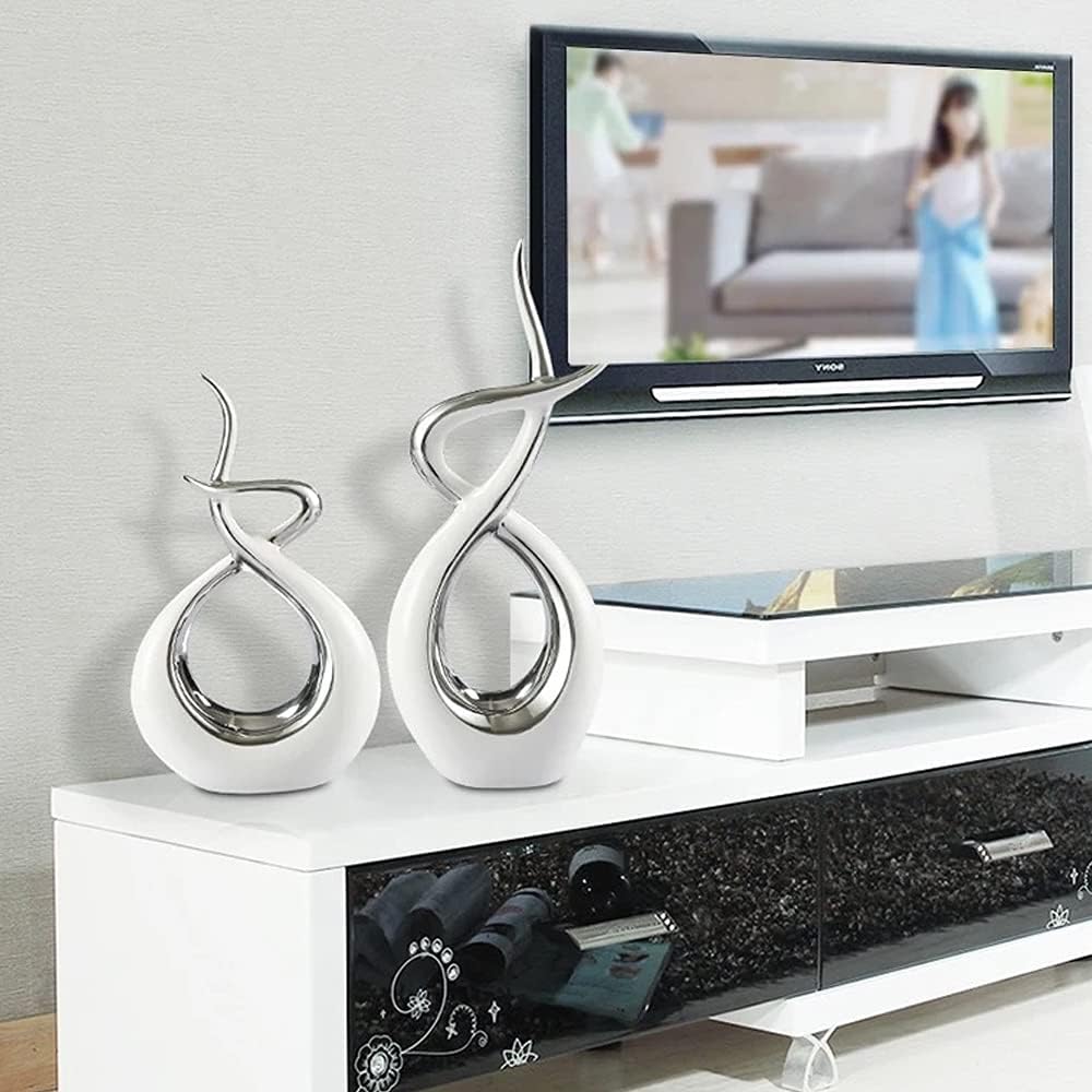 WIG-WYF Keramik Dekorationsobjekt Silber, Keramik Tischdekoration Skulptur, Wohnzimmer Moderne Dekor