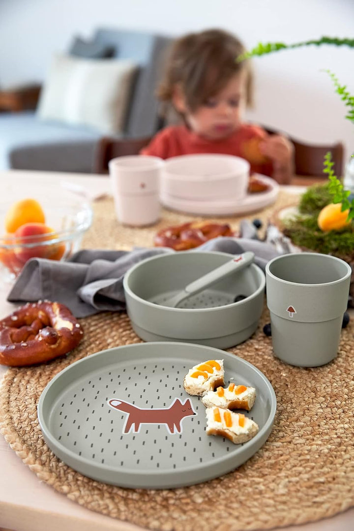 LÄSSIG Kindergeschirr Set (Teller, Becher, Schälchen, Löffel) ohne , BPA-frei, für Spülmaschine und