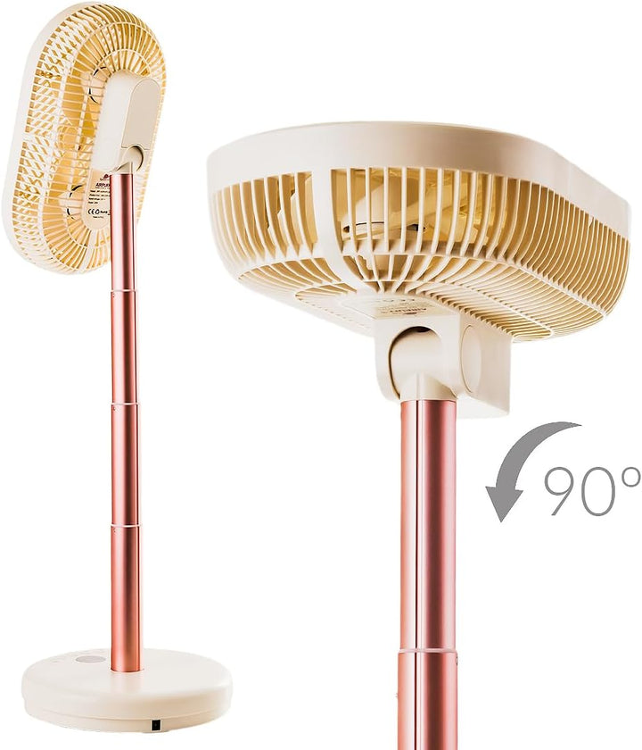 Spacetronik Tragbarer Standventilator mit Ionisator, Ventilator Leise mit 6 Geschwindigkeiten, 3600