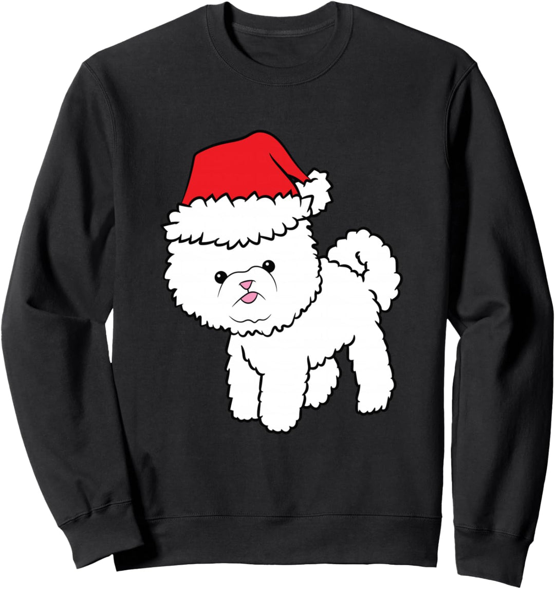 Bichon Frisé Hund mit Nikolausmütze Weihnachten Bichon Frisé Sweatshirt