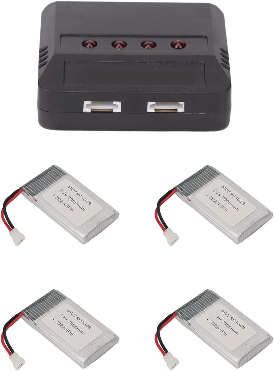 4 Pack 2000mAh 3,7V Hochleistungs-Ersatzakku für KY601S H11D H11C RC Quadcopter, 903048 RC Drohne Ak