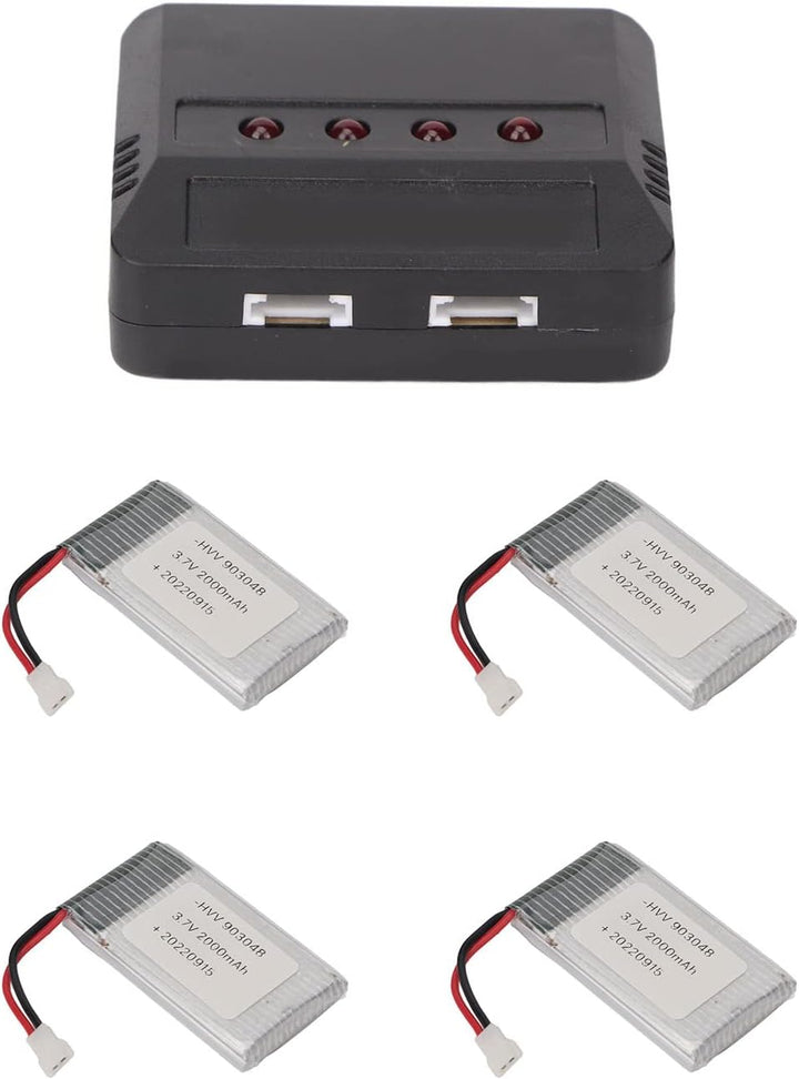4 Pack 2000mAh 3,7V Hochleistungs-Ersatzakku für KY601S H11D H11C RC Quadcopter, 903048 RC Drohne Ak