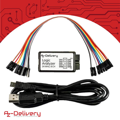 AZDelivery 5 x Logic Analyzer 8 CH, 24MHz mit USB-Kabel, kompatibel mit Arduino inklusive eBook!, 5