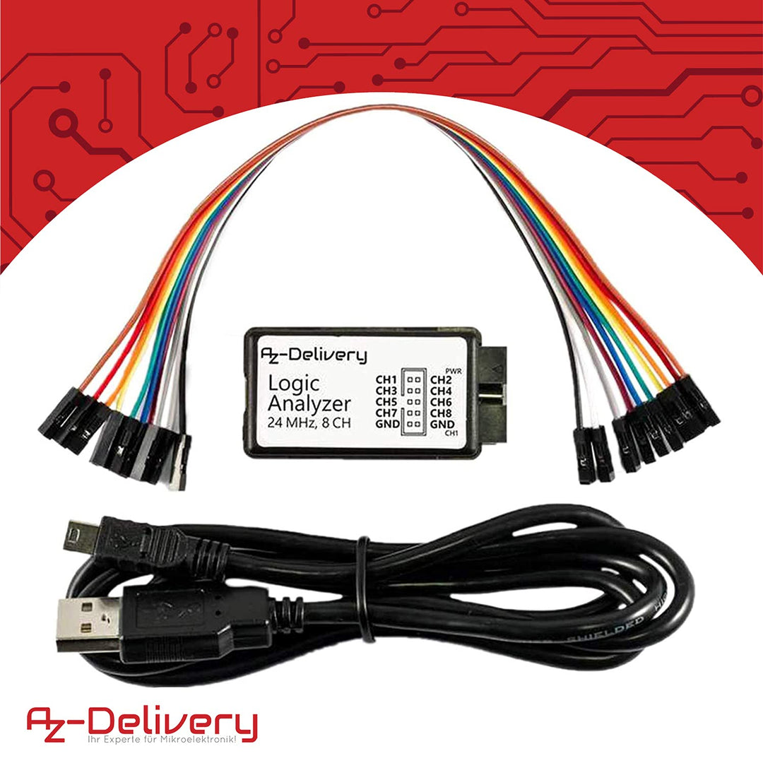 AZDelivery 3 x Logic Analyzer 8 CH, 24MHz mit USB-Kabel, kompatibel mit Arduino inklusive eBook!, 3