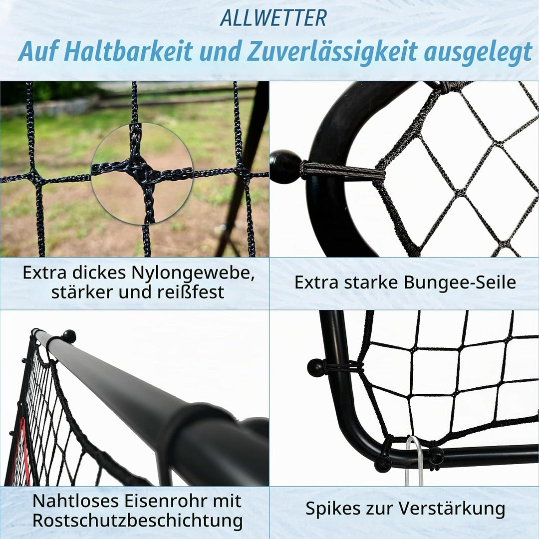 Rebounder Fussball Rückprallnetz Training Torwand - 100 x 100 cm Verstellbar Wetterfest - Fussball R