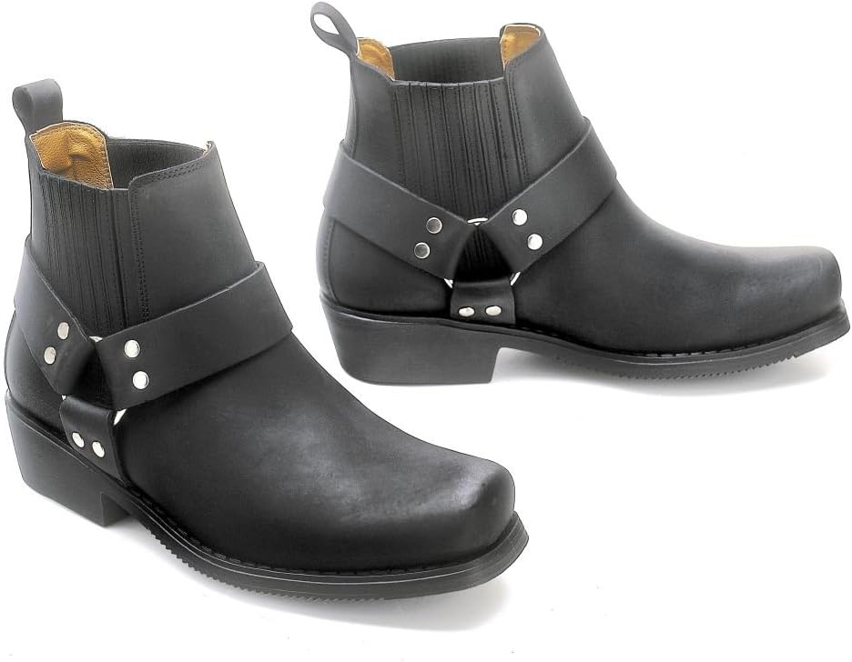 City Biker Westernstiefel Kurzstiefel Motorradstiefel Biker Schwarz Braun 46 EU Schwarz, 46 EU Schwa