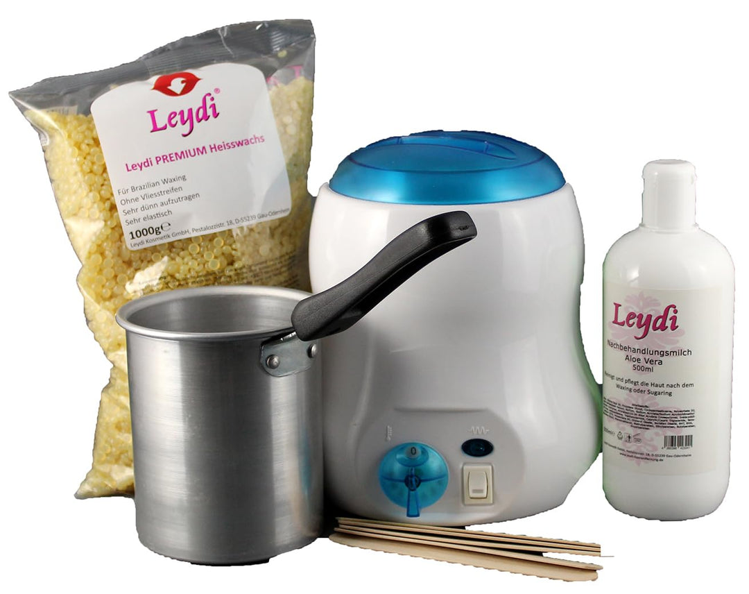 Leydi PROFI Heisswaxset Premium Honig - Brazilian Waxing für Profis mit Waxgerät und Zubehör