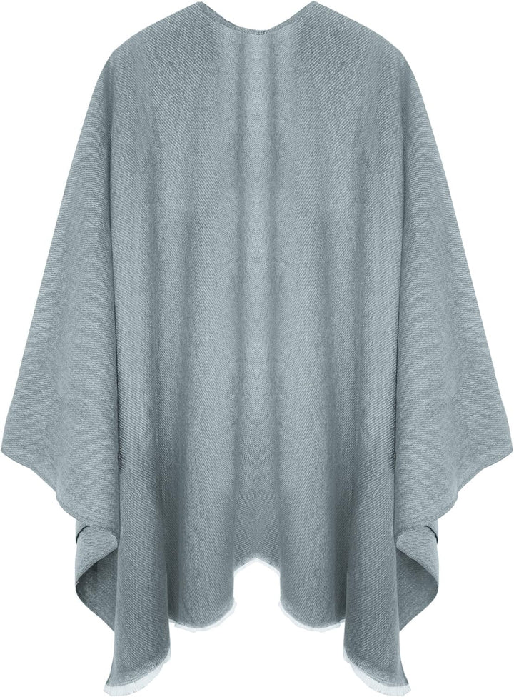 Shmily Girl Poncho Damen Strick Reversibel Cape Decke Elegant Warme Schultertuch Gestrickter Schal M