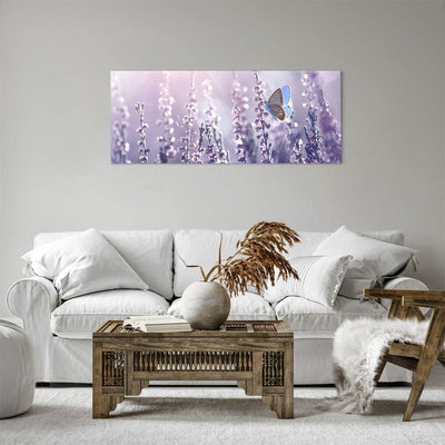 Panorama Bilder auf Leinwand 100x40cm Leinwandbild Schmetterling Wiese Blume Gross Wanddeko Bild Sch