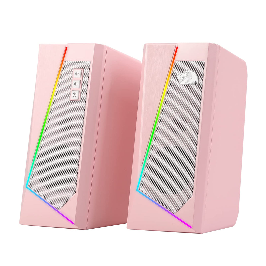 Redragon GS520 RGB Gaming Lautsprecher 2.0 USB Rosa | Desktop Stereo Lautsprecher 2.0 Kanal PC 6 Far