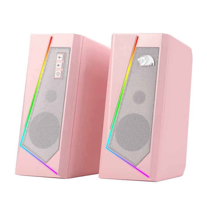Redragon GS520 RGB Gaming Lautsprecher 2.0 USB Rosa | Desktop Stereo Lautsprecher 2.0 Kanal PC 6 Far