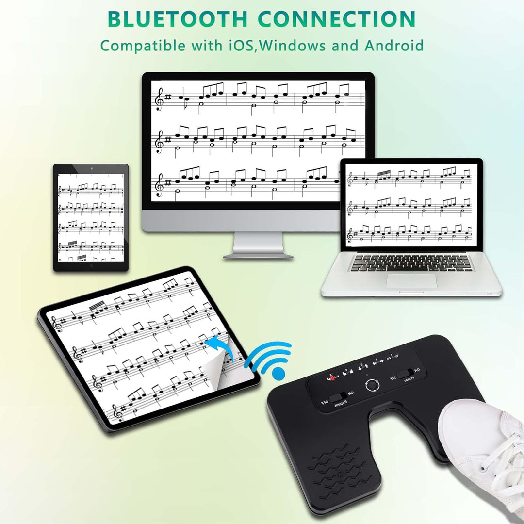 Tavsou Bluetooth Page Turner Pedal für Smartphones und Tablets, wiederaufladbar, Musikpedale (klassi
