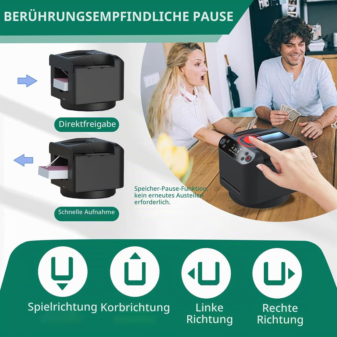 Automatischer Kartenmischer Kartengeber,Ultra leise 360° drehbarer Kartengeber mit 4 kabellosen Kart