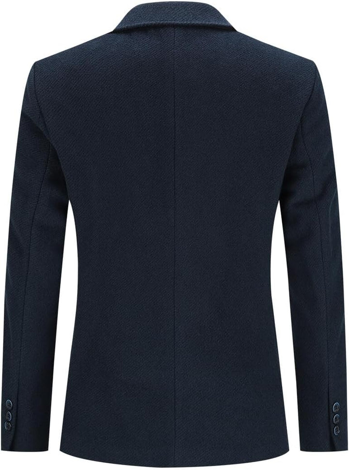 Allthemen Herren Sakko Wolle Tweed Klassisch Blazer 2 Knöpfe Gefütterter Winterjacke mit Streifen Üb