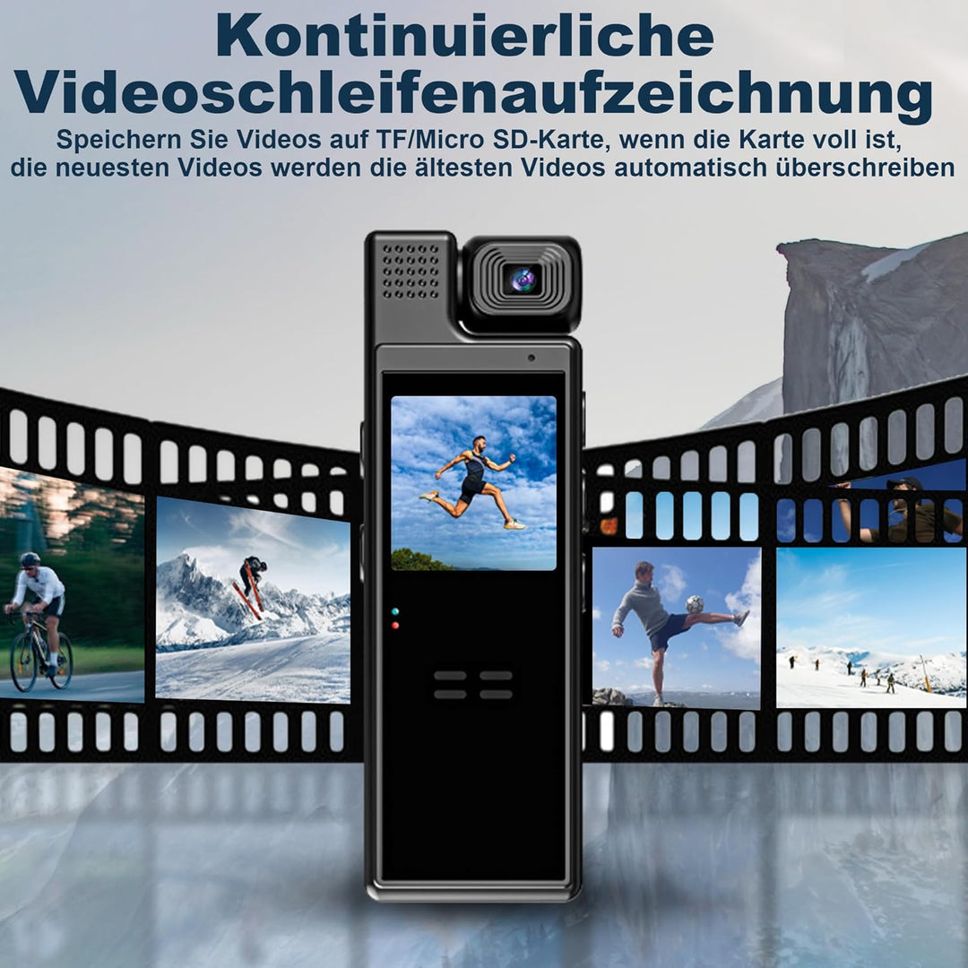 KAMREA HD 1080P Mini Körperkamera Mini Body Camera 180° drehbares Objektiv Bewegungserkennung 6 Stun