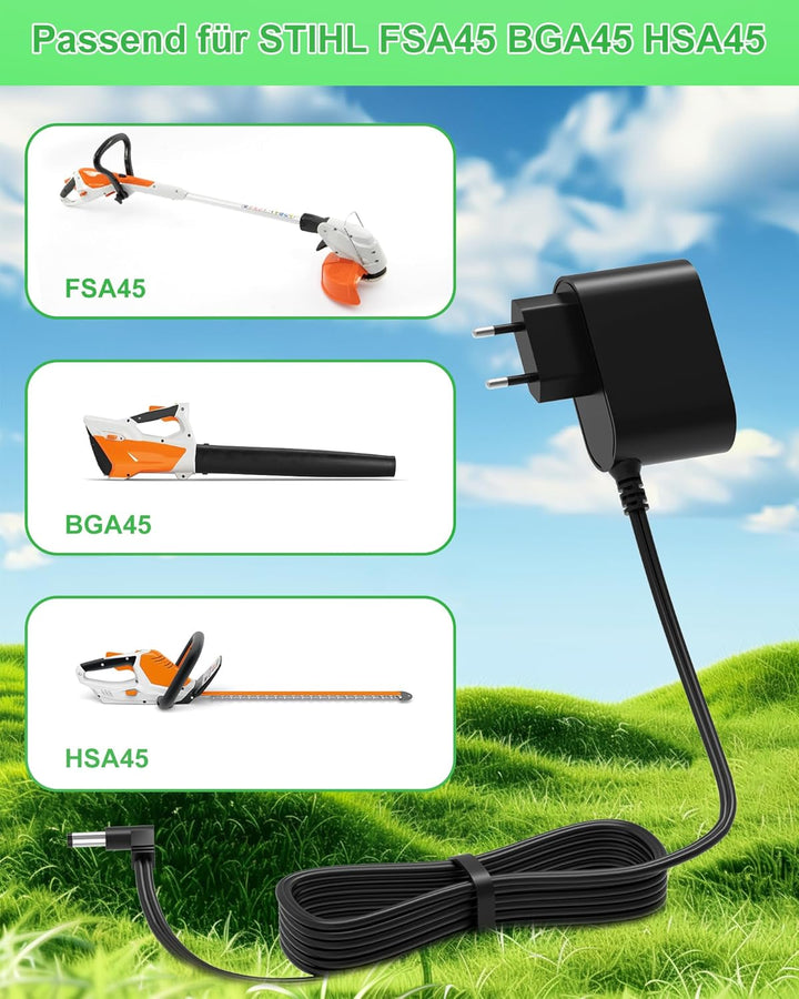 Ladekabel AC Adapter LK45 22,5V 0,65A für STIHL FSA45 BGA45 HSA45, ersetzt 45114005603 45114005602