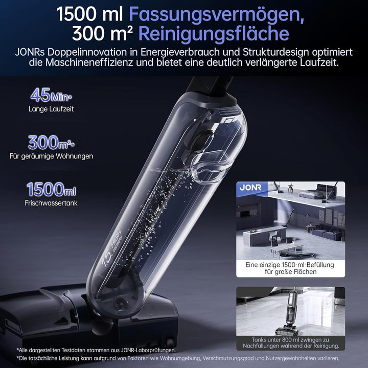 JONR 20000 Pa H2 Nass-Trockensauger, Innovatives Geruchsfreies Design, 1500ml Extra grosser Wasserta