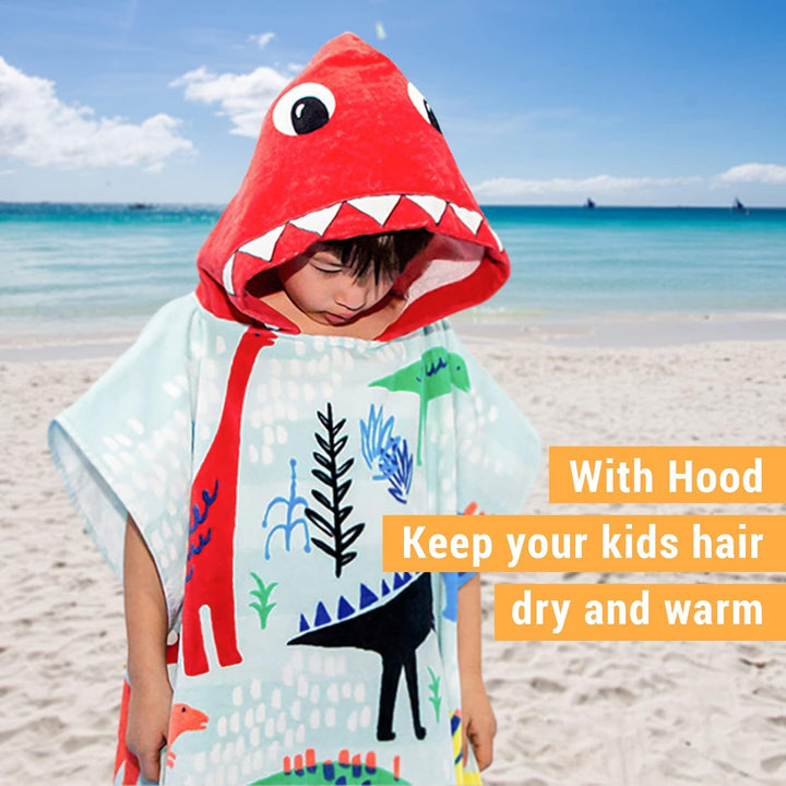 BANGSAUR Kinder Strand Pool Bad Kapuze Poncho Handtuch, 100 Baumwolle Surf Wickeltücher Wickel, Baby