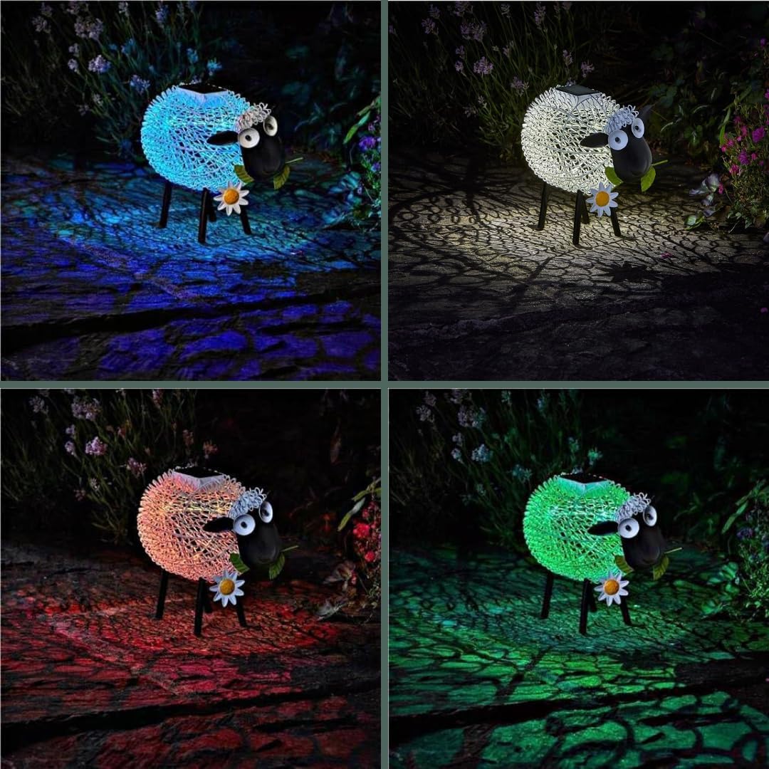Gartenmile: Solare beleuchtete Schafe, LED-Lichter, Neuheiten Solar-Gartenleuchten, Tierornamente De