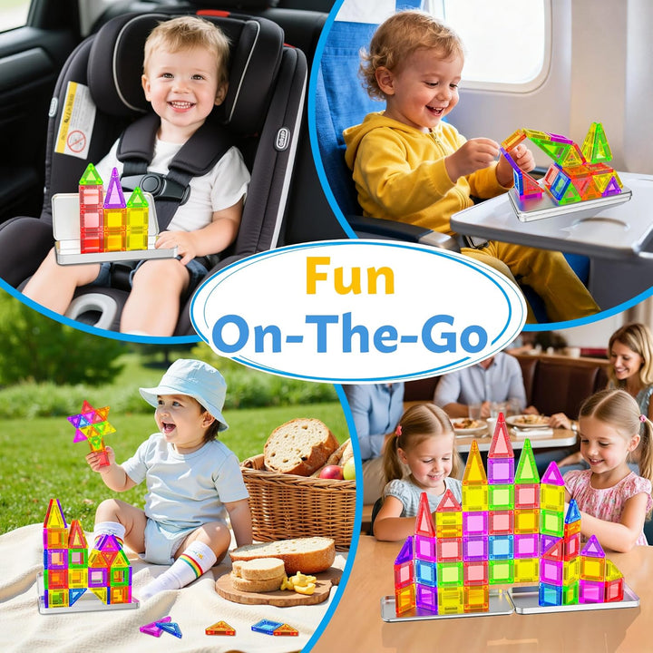 Magnetische Bausteine 41PCS Mini Magnetbausteine Reiseset Magnetspielzeug Mit Reisebox Montessori Re