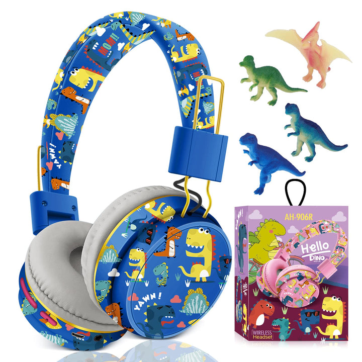 JYPS Bluetooth Kopfhörer Kinder, Dinosaurier Kopfhörer Kabellos Kinder mit Kabel und Mikrofon, Kids