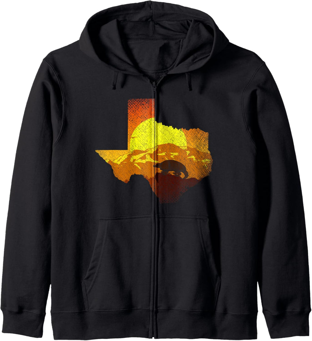 Texas Tier Armadillo Texaner Sonnenuntergang Gürteltier Kapuzenjacke