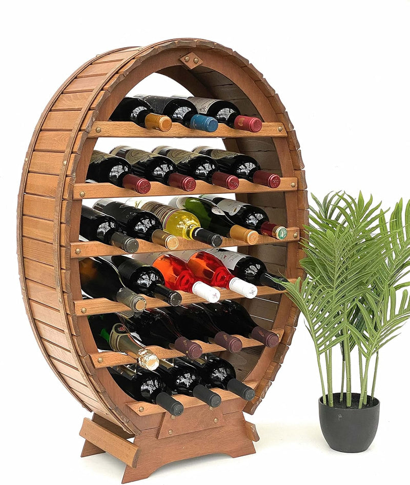 DanDiBo Weinregal Holz Stehend Weinfass 24 Flaschen Braun Flaschenregal Flaschenhalter