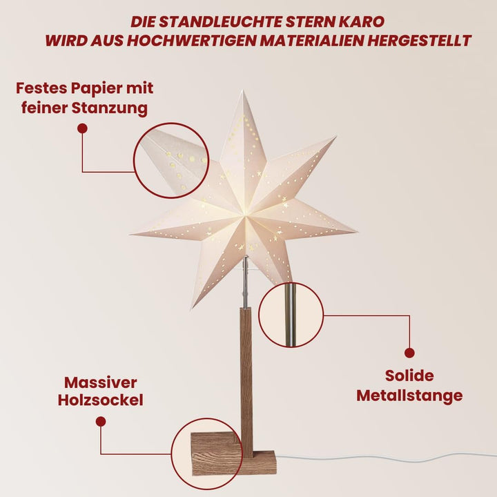 Fensterstern mit Beleuchtung | Weihnachtsdeko Fenster Beleuchtet| Weihnachtsdeko Innen | Papierstern