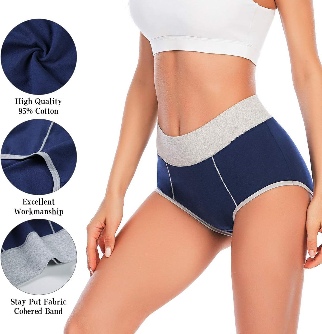 Senllori Damen Unterwäsche, hohe Taille, Baumwolle, Bauchkontrolle, weiche volle Abdeckung Multipack