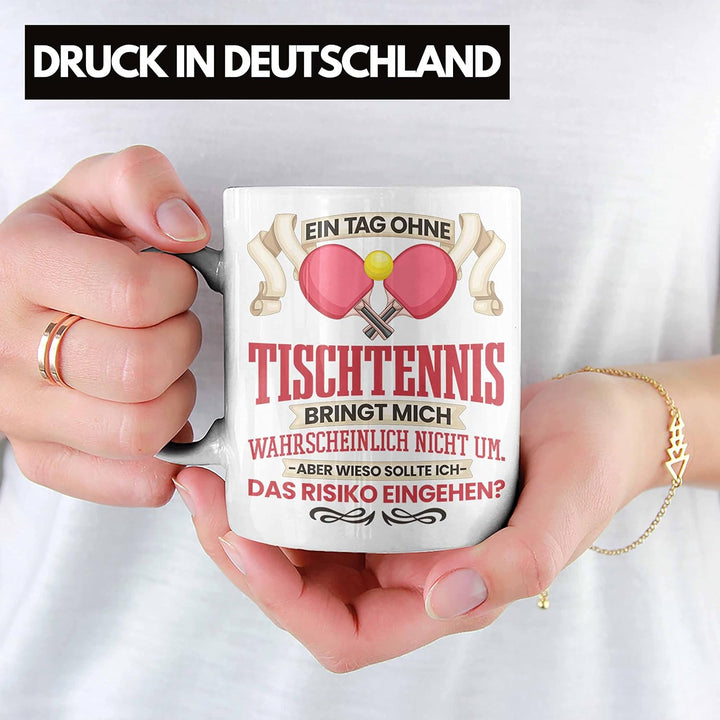 Trendation - Tischtennis Tasse Geschenk für Tischtennisspieler Lustiger Spruch Geschenkidee (Weiss),