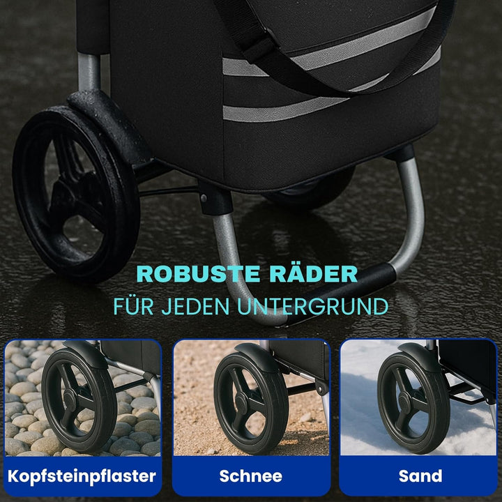 Allyson Rechteckiger Einkaufswagen - Ergonomischer, Klappbarer Shopping Trolley mit 56L Wasserdichte