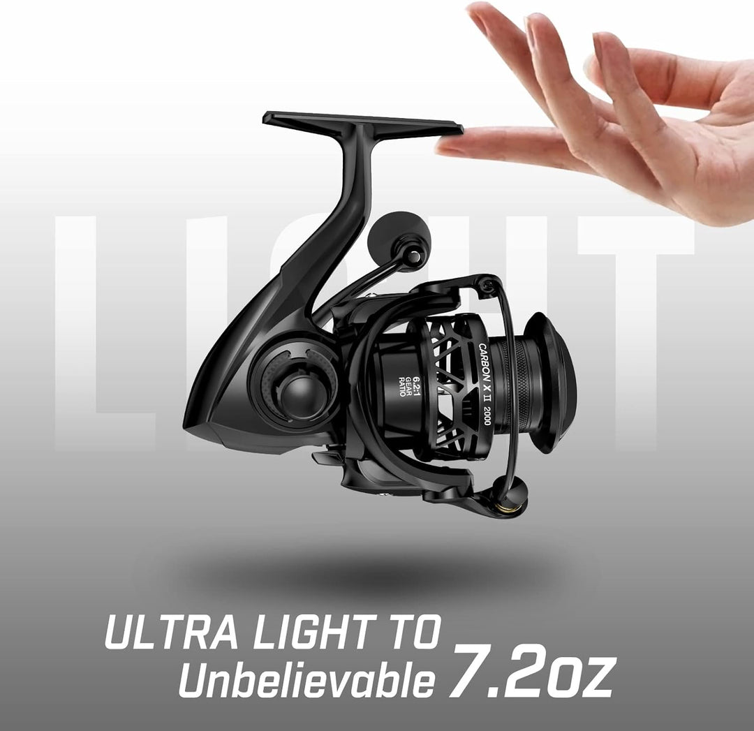 Piscifun Carbon X II Spinning Reels, Light to 5.5oz, Upgrade Carbon Frame Rotor, 22LBs Max Drag, 10+