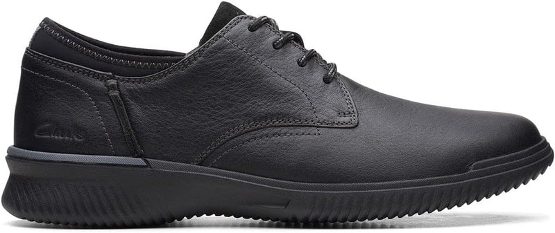 Clarks Herren Donaway Plain Sneaker 39.5 EU Weit Black Leather, 39.5 EU Weit Black Leather