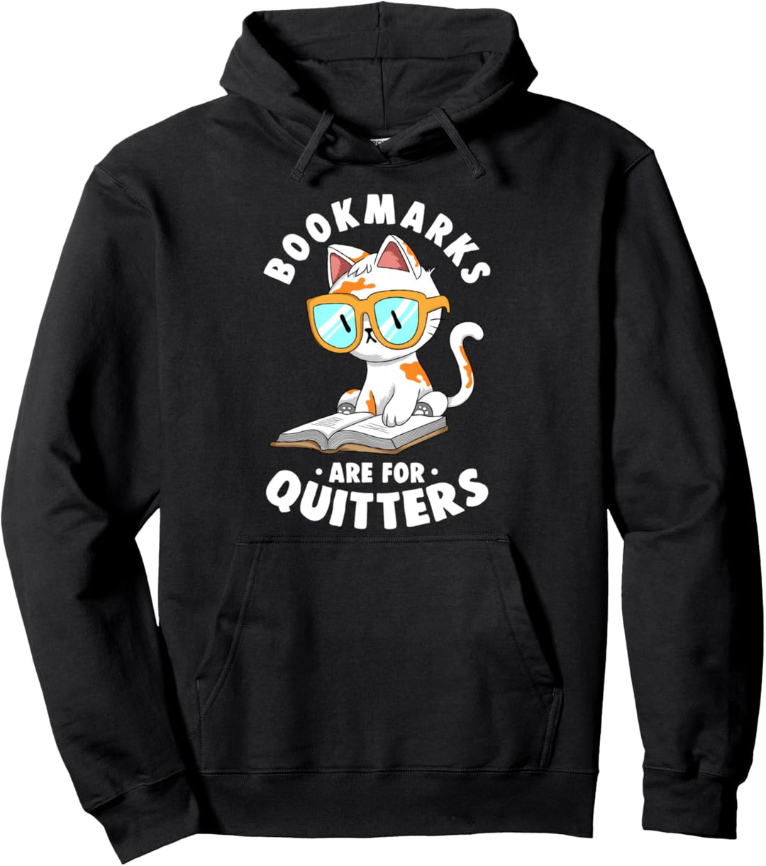 Lesezeichen sind für Quitters niedlich Nerdy Kitty Bücherwur Pullover Hoodie
