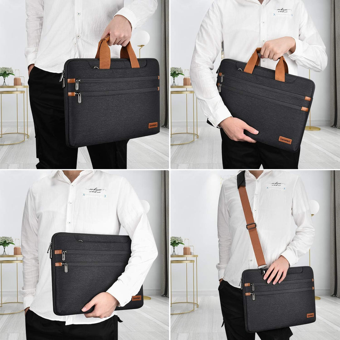 LONMEN 14 Zoll Laptop tasche Wasserdicht Schultertasche Tasche Kompatibel mit 15" MacBook Pro 2019 /