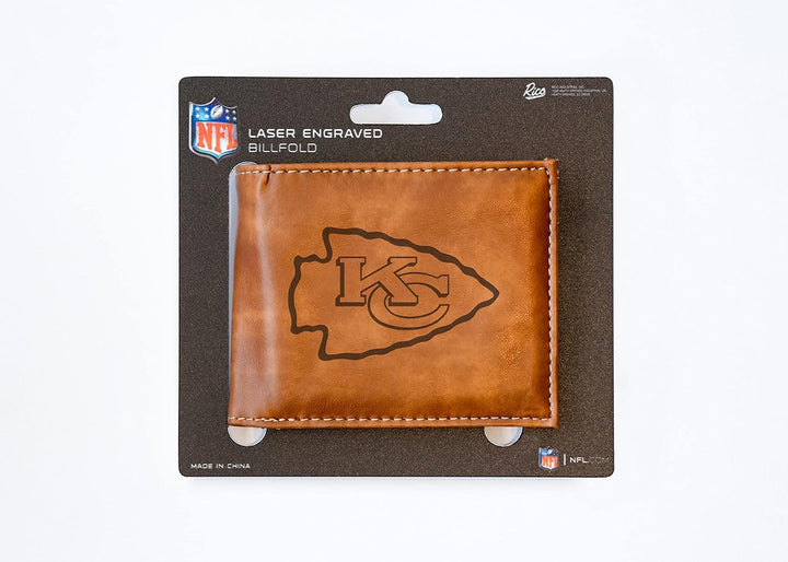 Rico Industries NFL Geldbörse mit Lasergravur, Braun Kansas City Chiefs, Kansas City Chiefs
