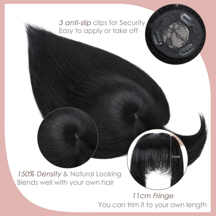 Topper Extensions Haarteile Echthaar Clip in Extensions Echthaar Weich Natürlich Glatt Toupet Haarve