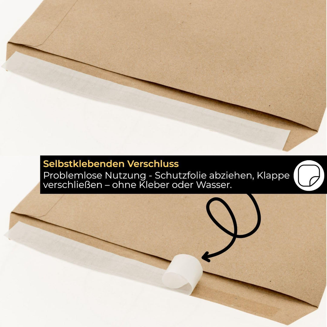 1500 Versandtaschen C4 Braun (229x324mm) 90g/m² Briefumschläge für A4 ungefaltet, Haftklebung ohne F