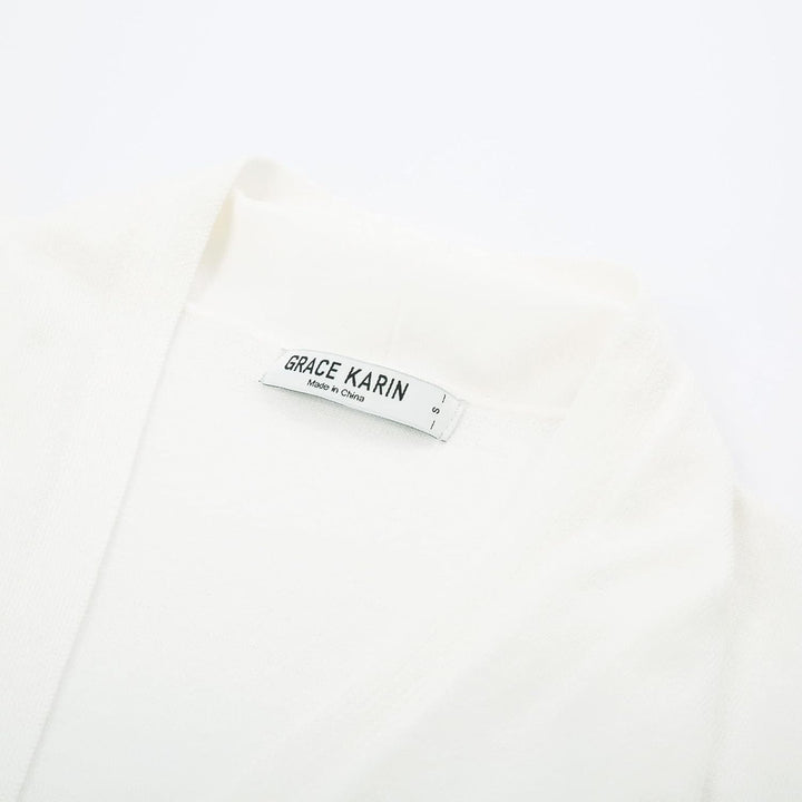 GRACE KARIN Damen Strickjacke Lang Langarm Casual Cardigan Sweater Open Front S Ivory-maxi Lang, S I