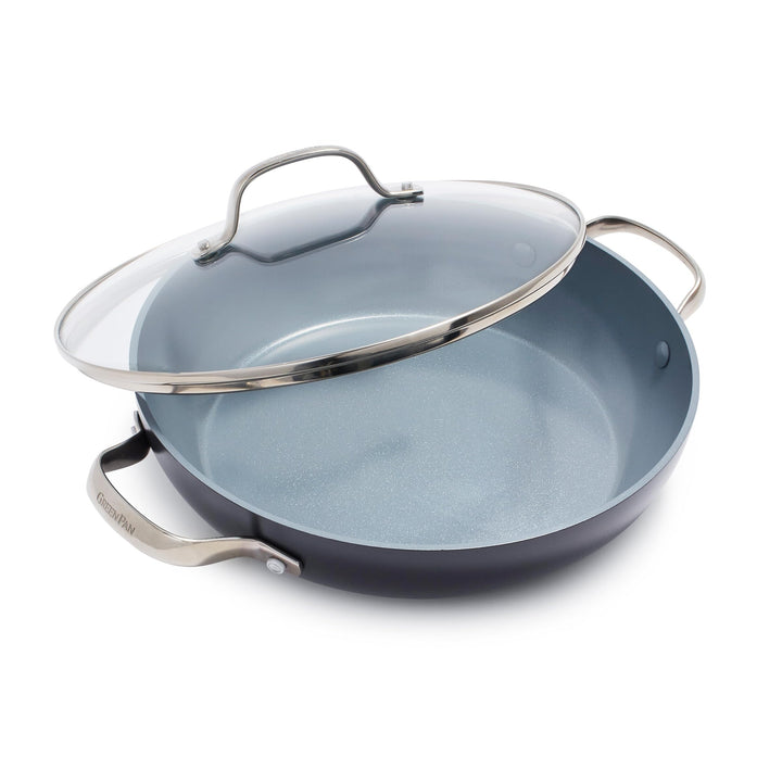 GreenPan Valencia Pro Harteloxierte Gesunde Keramik Antihaft 28 cm Bratpfanne mit Deckel, PFAS-frei,