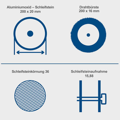 Scheppach Doppelschleifer SM200LB mit LED-Beleuchtung 230V | 500 Watt | Schleifstein 200x20mm | K36