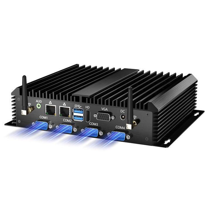 Industrie Mini PC, Desktop Lüfterloser Computer Core i7-5500U 2.4-3.0GHz, Windows 10 Pro, 16G RAM, 5